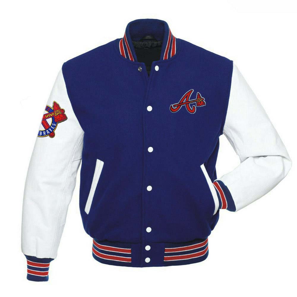 Atlanta Braves Blue & White Varsity Jacket - MLB Varsity Jacket