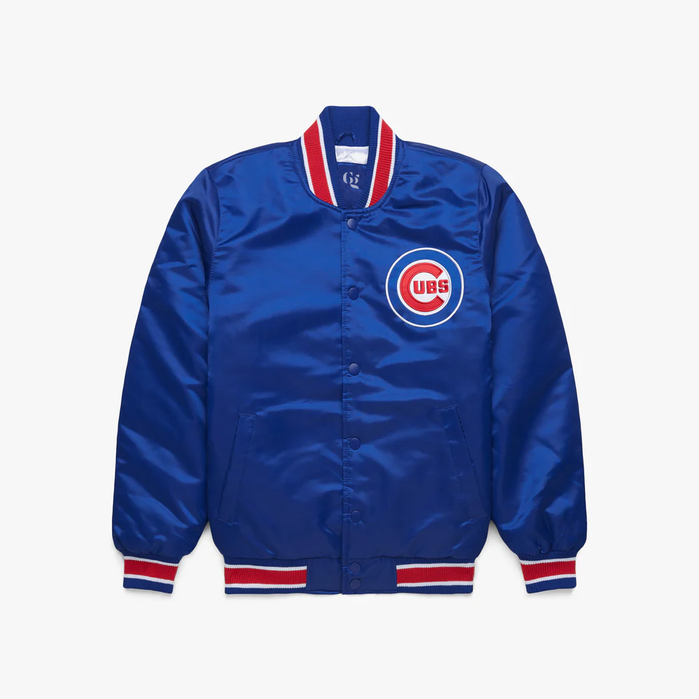 Chicago Cubs Blue Satin Varsity Full-Snap Jacket