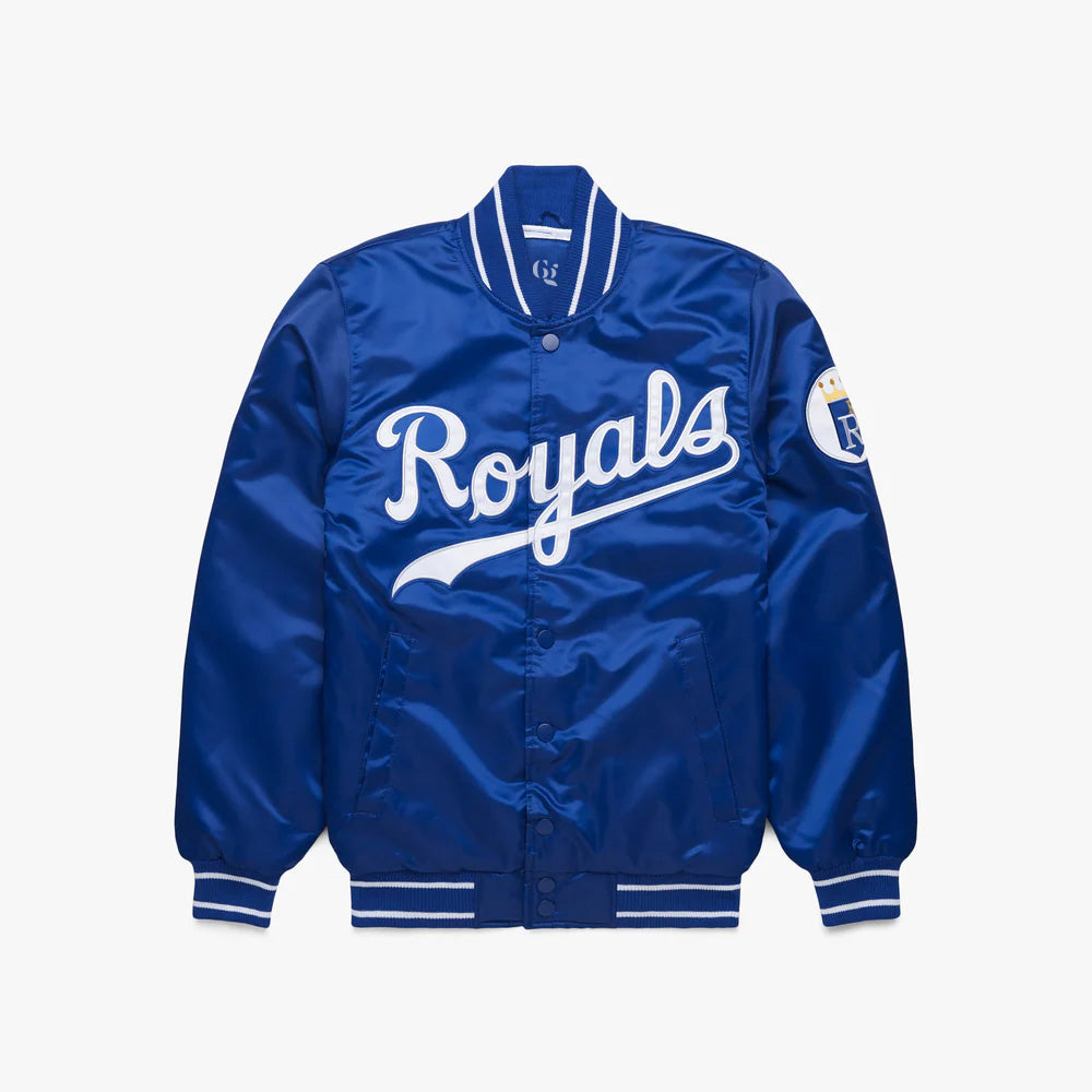 Kansas City Royals Blue Satin Varsity Full-Snap Jacket