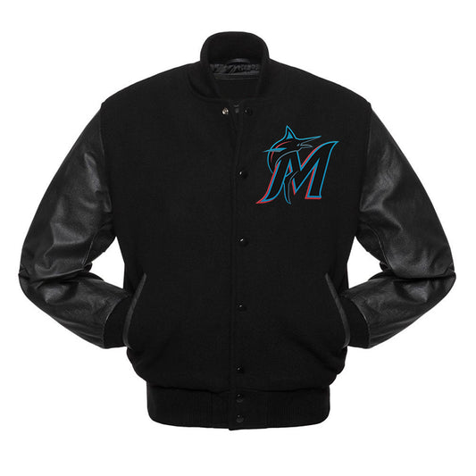 Miami Marlins Black Varsity Jacket - MLB Varsity Jacket