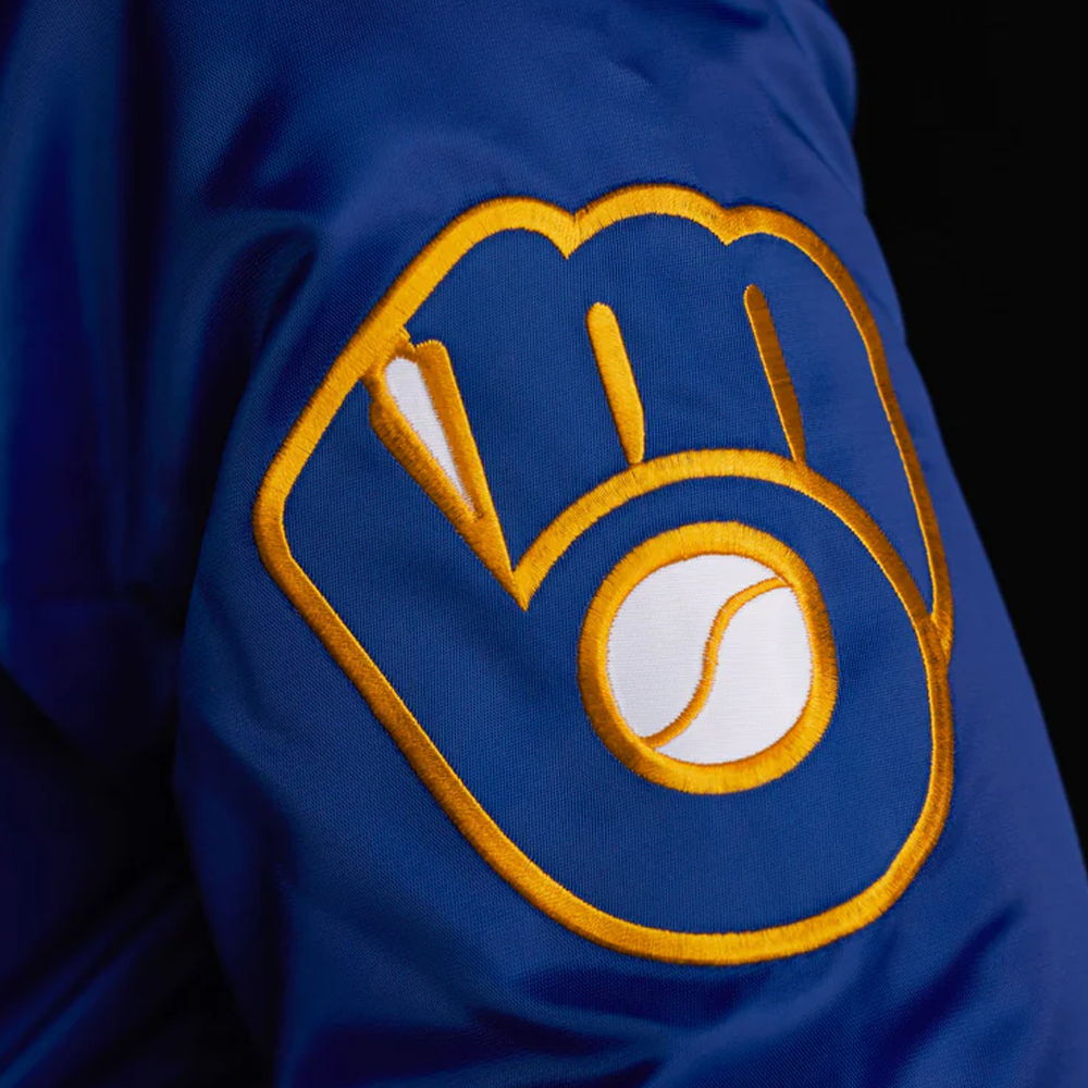 Milwaukee Brewers Blue Satin Varsity Full-Snap Jacket