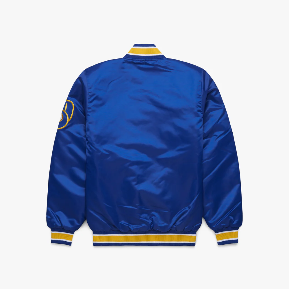 Milwaukee Brewers Blue Satin Varsity Full-Snap Jacket