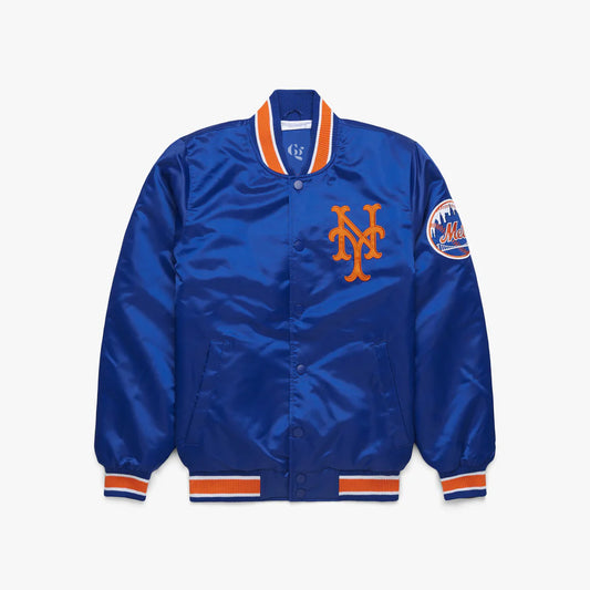 New York Mets Blue Satin Varsity Full-Snap Jacket