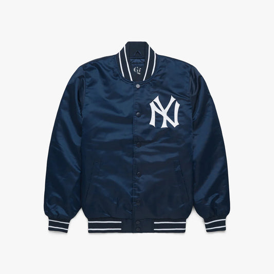 New York Yankees Blue Satin Varsity Full-Snap Jacket