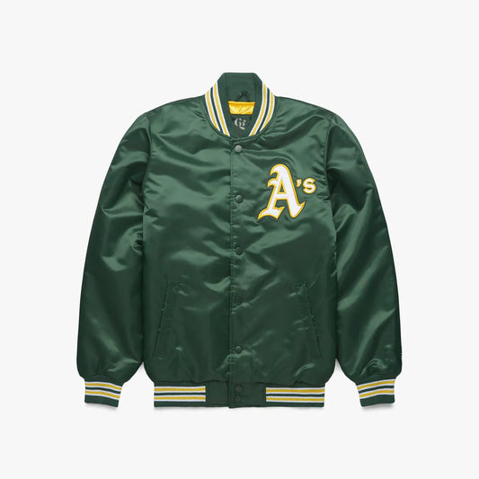 Oakland Athletics Green Satin Varsity Full-Snap Jacket