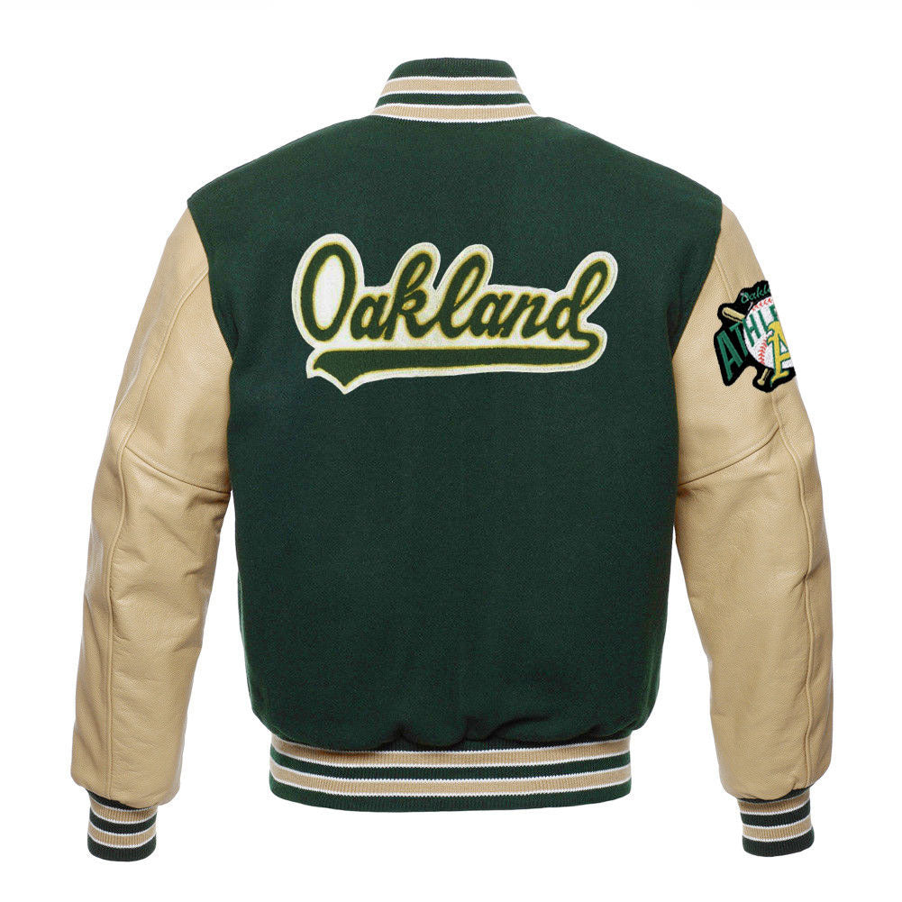 Oakland Athletics Green & Cream Varsity Jacket - MLB Varsity Jacket