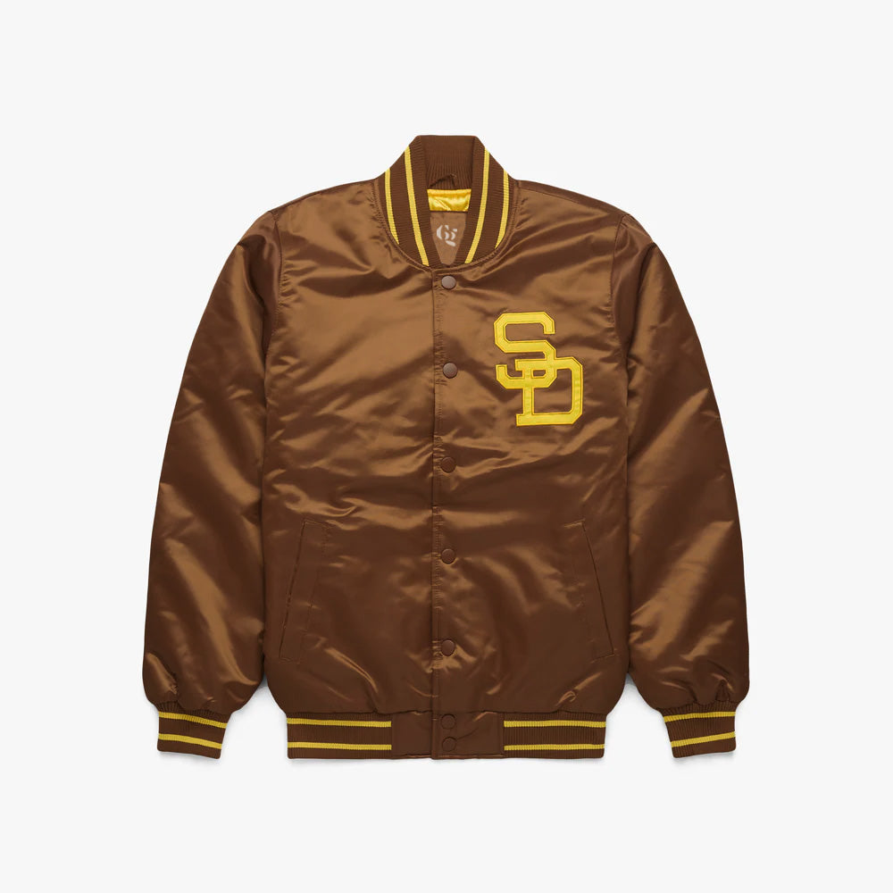 San Diego Padres Brown Satin Varsity Full-Snap Jacket