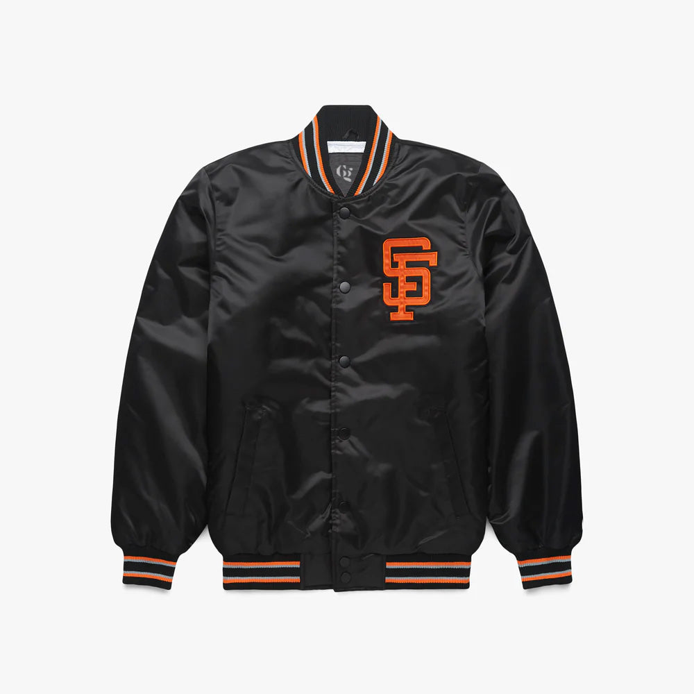 San Francisco Giants Black Satin Varsity Full-Snap Jacket