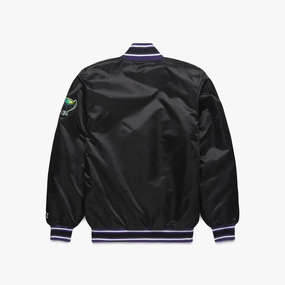 Tampa Bay Rays Black Satin Varsity Full-Snap Jacket