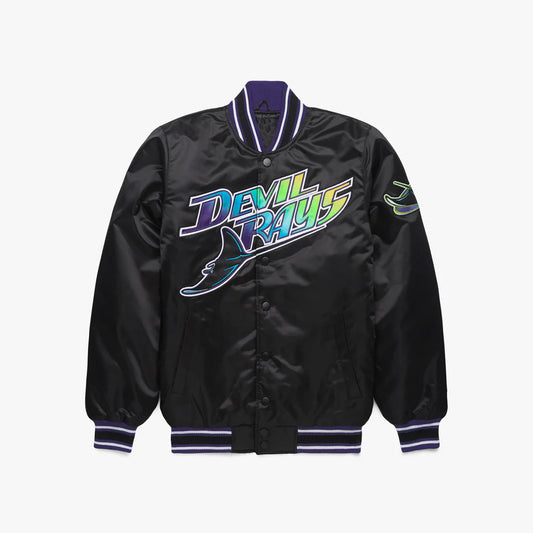 Tampa Bay Rays Black Satin Varsity Full-Snap Jacket