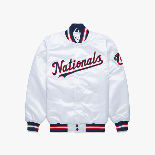 Washington Nationals White Satin Varsity Full-Snap Jacket