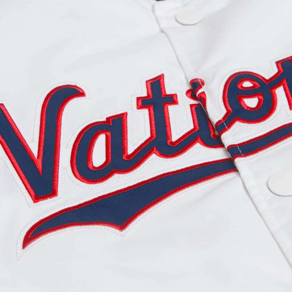 Washington Nationals White Satin Varsity Full-Snap Jacket