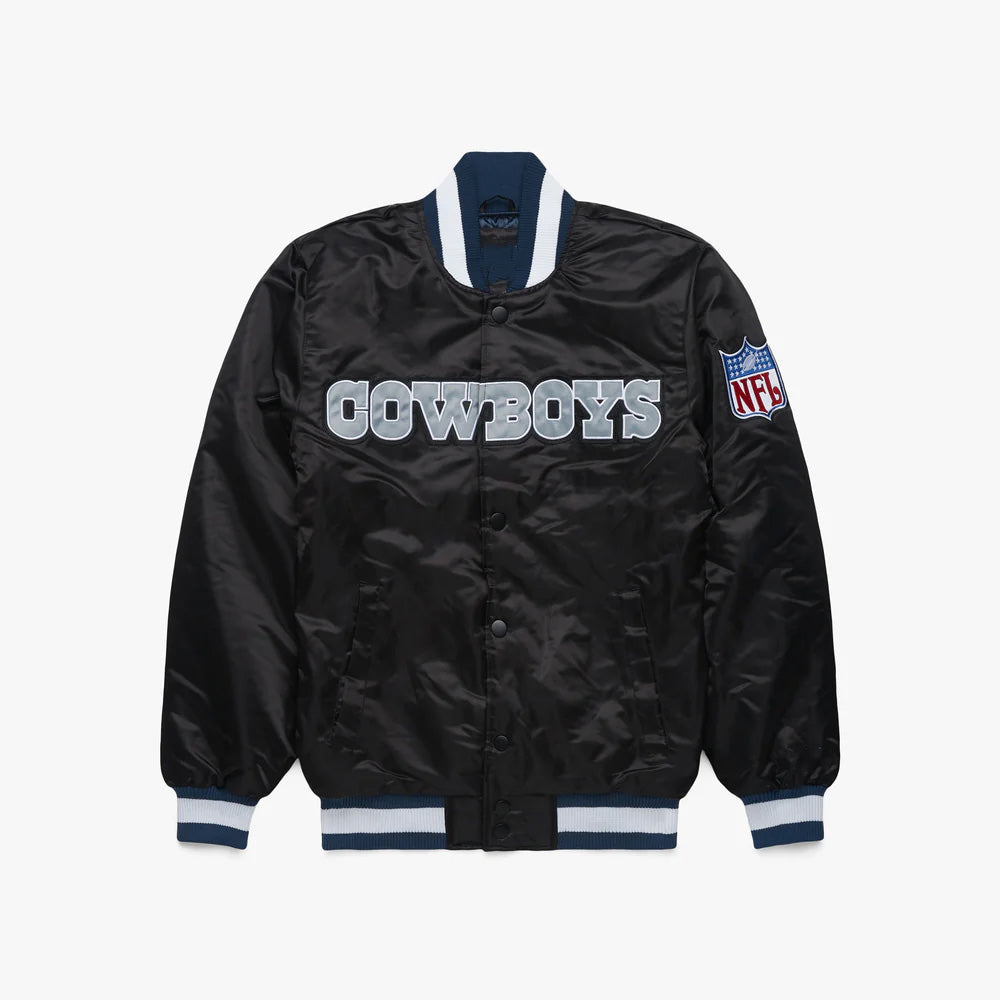 Dallas Cowboys Starter Black Satin Varsity Full-Snap Jacket - NFL Satin Jacket