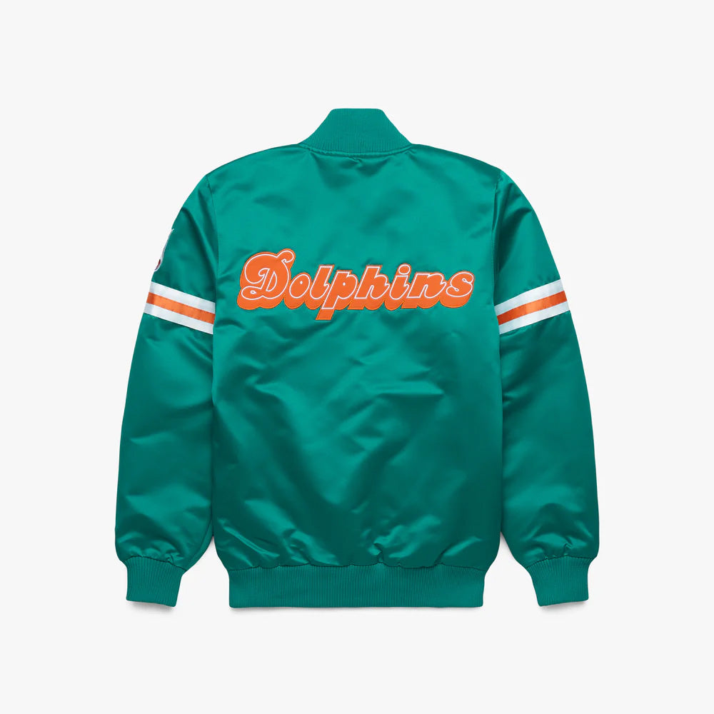 Miami Dolphins Starter Satin Varsity Full-Snap Jacket - NFL Satin Jacket