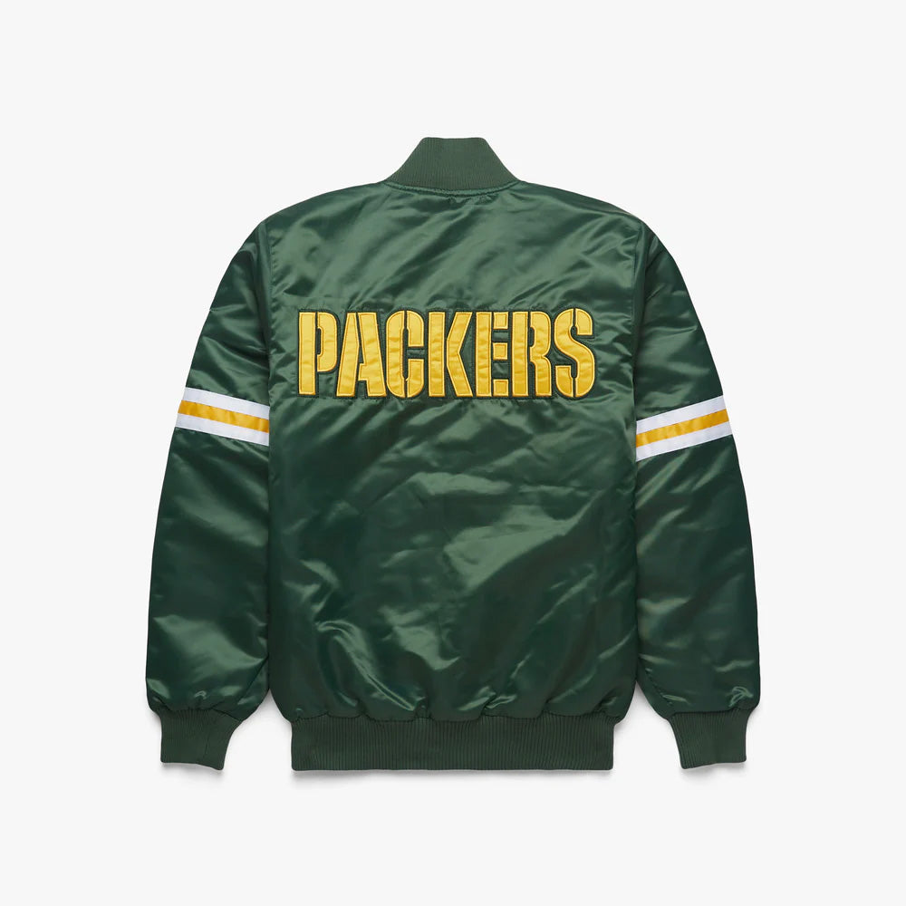 Green Bay Packers Starter Dark Satin Varsity Full-Snap Jacket - NFL Satin Jacket